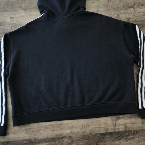 Adidas Essential Cropped Black Pullover Hoodie Women's Large - Picture 12 of 16